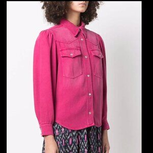 NWT ISABEL MARANT ÉTOILE Pink Denim Shirt Chemise Tahisli 36 Small Western